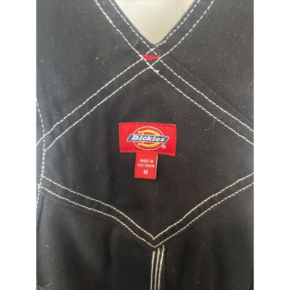 Dickies Women’s Black Contrast Stitch Carpenter Bib Overalls Cotton Medium - Picture 8 of 10